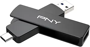 PNY 256GB Duo Link V3 USB 3.2 Gen 2 Type-C & Type-A OTG Flash Drive Extreme Speeds Read/Write 1000/800MB/s External Mobile Storage Compatible with Smartphone/Tablet/Laptops/Desktops