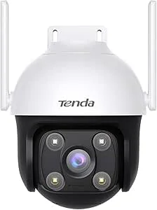 Tenda Smart WiFi 2.5k 4MP IP Camera outdoor, PTZ Security Camera with Human/Vehicle Detection, Audio & Light Alert, IP66 Weatherproof, 30m Full-Color night vision, 2 way audio, work with Alexa.