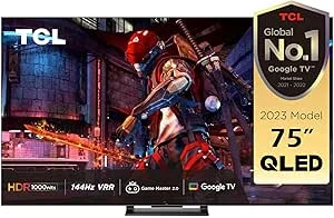 TCL 75 Inch 4K QLED HDR Ultra HD Smart TV Game Master 2.0 Dolby Vision IQ-Atmos HDR 1000 nits IMAX Enhanced 144HZ VRR 75C745 – (2023 Model)