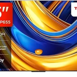TCL 55 Inch 4K UHD HDR Smart TV with AiPQ Processor, T-SCREEN, Dolby Vision, HDR10, Google TV, Dolby Atmos, Dynamic Color Enhancement, HDMI 2.1 – (55P655-2024 Model)