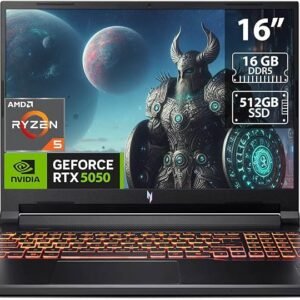 Acer Nitro V 16 AI WUXGA IPS 180Hz Gaming Laptop AI PC, AMD Ryzen 5 240 Processor, 16GB RAM, 512GB SSD, NVIDIA® GeForce RTX™ 5050 8GB GDDR7 Graphics, Windows 11,English Keyboard, Obsidian Black