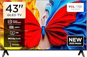 TCL Television 43S5K 43-Inch QLED Full HD Smart Google TV (2025 Model) – HDR10+, Dolby Audio, Google Voice, Chromecast Built-in, 60Hz, Bluetooth 5.0, Wi-Fi, Slim Metallic Bezel-less Design
