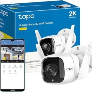 Tapo 2K Outdoor Security Camera, Motion Detection, IP66 Weatherproof, Built-in Siren, 2-way Audio, 3MP, Night Vision, Cloud &SD Card Storage, Works with Alexa & Google Home (Tapo C310)